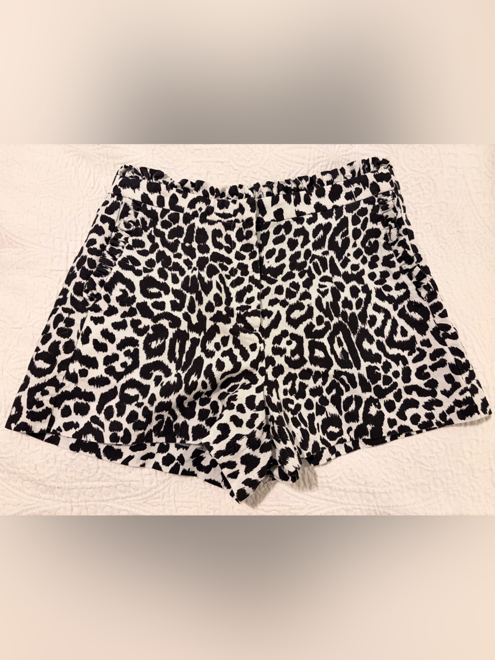 J. Crew Black and White Leopard Print High Waist Shorts